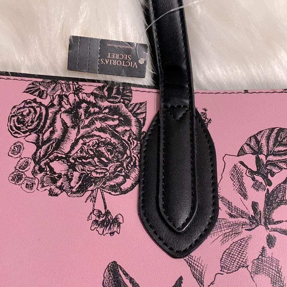 Victoria’s Secret Pink and Black Rose Tote NWT Excellent Condition